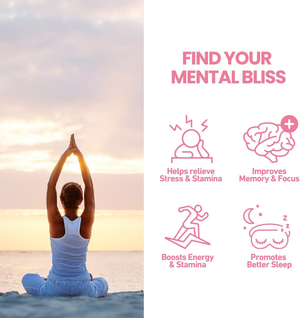 Vedic Mind Bliss- Stress Relief & Sleep Aid | 6-in-1 Ashwagandha Complex +Chamomile +Saffron & More | High Strength Ashwagandha | Anxiety Relief, Calming, Mood Lift | 60 Vegan Capsules