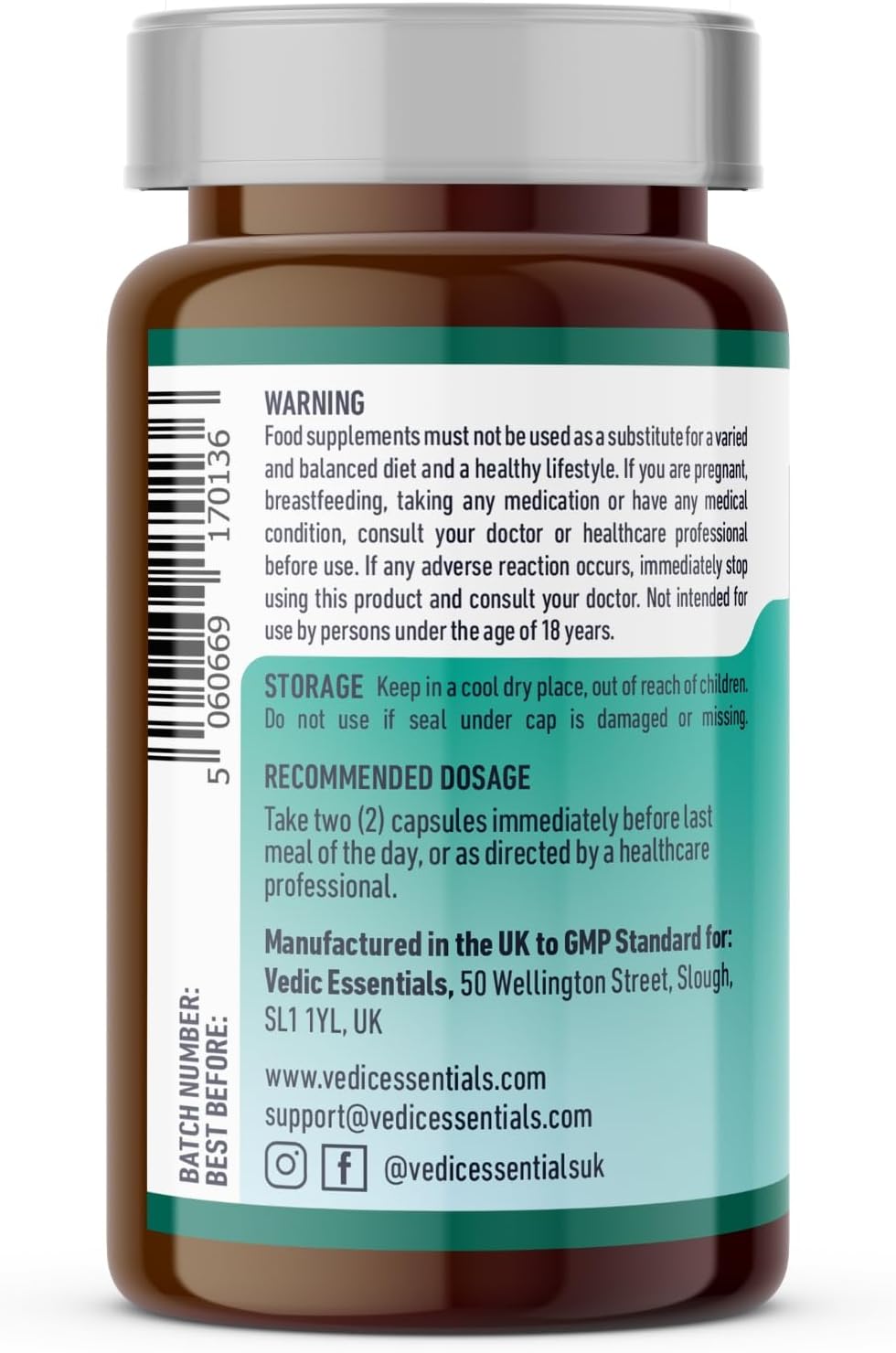 Vedic Digestive Enzymes + Herbs Complex for Better Digestion & Tummy Comfort | Advanced Digestive Supplement for Bloating, Gas, Indigestion | 5 Enzymes + Peppermint, Aloe, Licorice | UK Made, Vegan