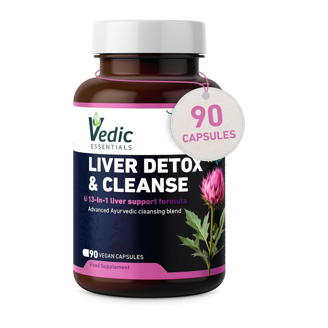 Vedic Advanced Liver Cleanse & Detox | High Strength Liver Support Capsules | 13 Essential Natural Ingredients for Healthy Liver Function | Vegan, UK Made, Premium Supplement