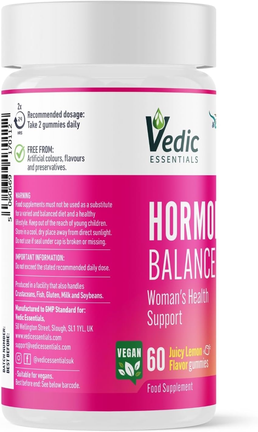 Vedic Hormone Balance Gummies | Natural Support for Female Health- for Teens & Women of All Ages | Essential Vitamins, Minerals & Herbs for Women’s Health | Yummy Lemon Flavour- 60 Vegan Gummies