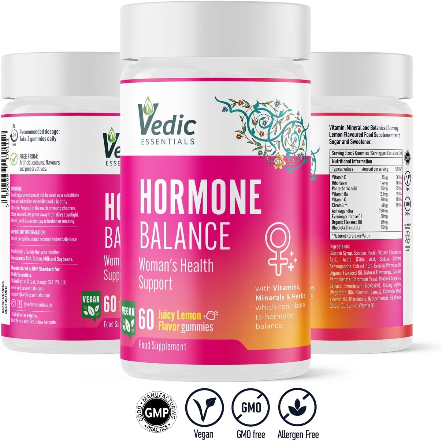 Vedic Hormone Balance Gummies | Natural Support for Female Health- for Teens & Women of All Ages | Essential Vitamins, Minerals & Herbs for Women’s Health | Yummy Lemon Flavour- 60 Vegan Gummies