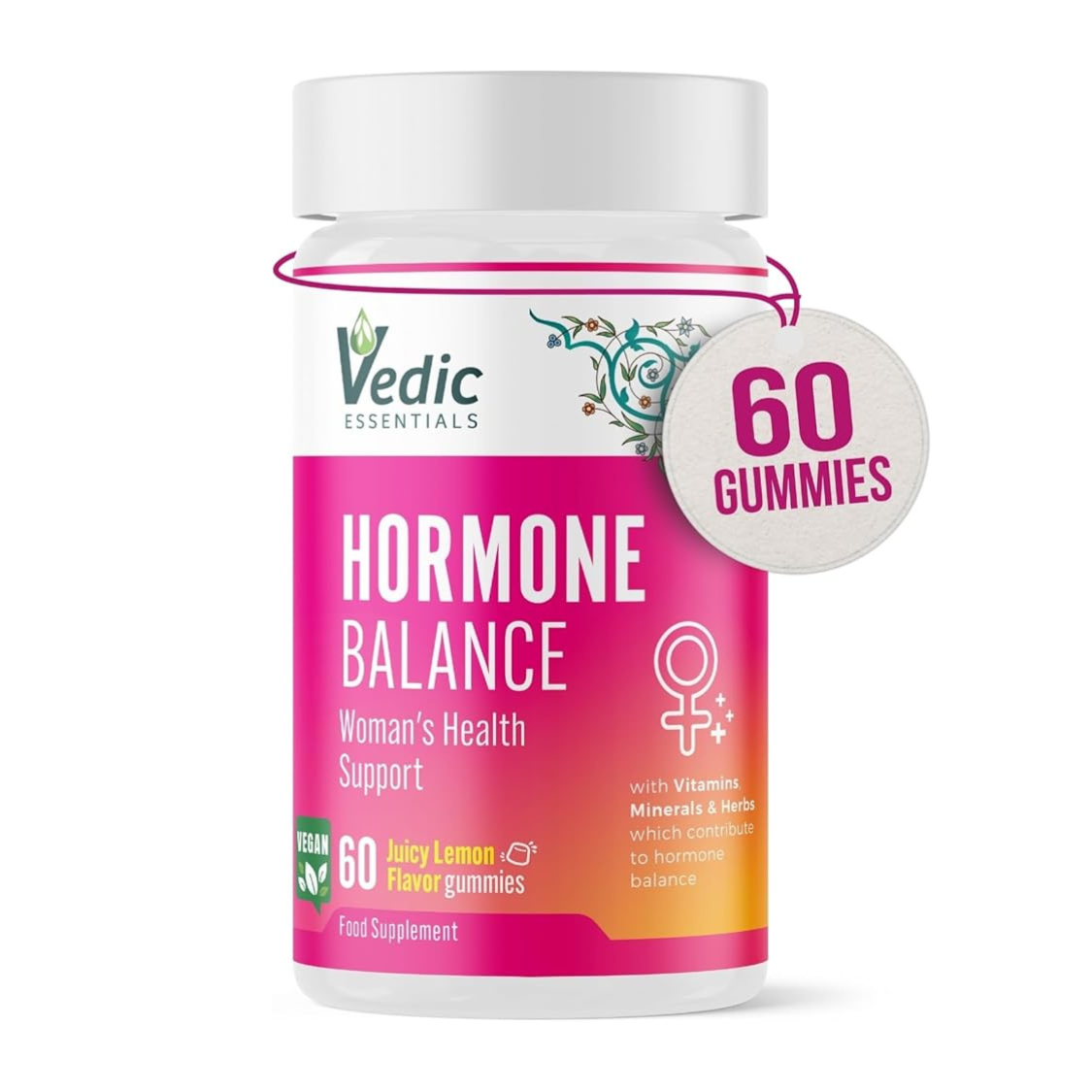Vedic Hormone Balance Gummies | Natural Support for Female Health- for Teens & Women of All Ages | Essential Vitamins, Minerals & Herbs for Women’s Health | Yummy Lemon Flavour- 60 Vegan Gummies